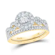 14k Yellow Gold Round Diamond Twist Bridal Wedding Ring Set 1 Cttw (Certified)