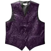 New Men's Vesuvio Napoli Slim Fit Paisley Tuxedo Vest Waistcoat only Dark purple