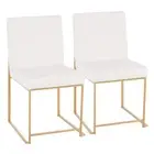 Lumisource Dining Chair 17.5" White Faux Leather w/ Gold Metal Frame (Set of 2)