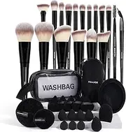 MAANGE 37 Pcs Makeup Brushes Set Premium Synthetic Make Up Brushes Foundation Eye Shadow Powder Concealers Brush Set for Beginners Professional Makeup Tool Set (Black)