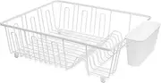 Smart Design Dish Drainer Rack Large -Includes Moveable Cutlery Cup - White