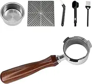 [NEOUZA] 51mm Bottomless Portafilter Compatible with DeLonghi Dedica EC680/EC685/EC785/EC820/EC850/EC860 Smeg Coffee Machine,Wooden Handle Fillter Basket, Brushes,Spoon,Tamper Mat (3 Ear)