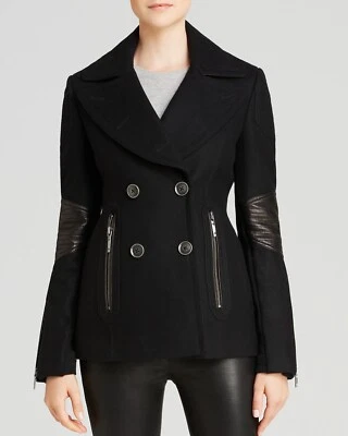 bcbg max azria Double Breasted Peacoat Moto Lindsey Jacket Charcoal Grey NWT XS