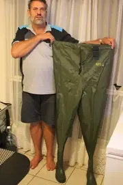 SIZE 9 FISHING WADERS CHEST NYLON/PVC WADERS LUD SOLE BOOT B0109-n
