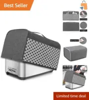 Protective 4 Slice Toaster Cover with Storage Pockets - Space-Saving Gray Design