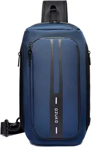 OZUKO Men Chest Crossbody Bags Waterproof Sports Shoulder Fashion Usb Multifunctional Sling Bag (Blue), Blue, Large