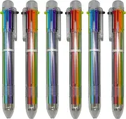 Maydahui 12PCS Multicolor Ballpoint Pen 6-in-1 Retractable Ball Point Pens Transparent Barrel for Office School Students