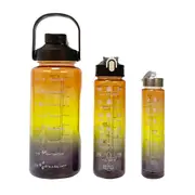 3-Piece Transparent Motivational Water Bottles Set with Time Markings