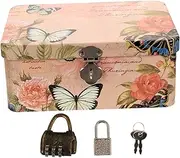 GOOHOCHY Lock Box Safe Iron Storage Case Small Metal Box with Combination Lock Perfect for Cosmetics Small Items