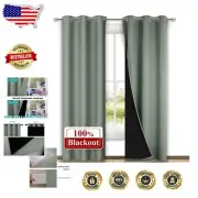 Gorgeous 80" Greyish Green Blackout Curtains - Soundproof & Thermal Insulated