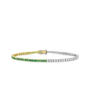 Forever Creations 14K 3.15 ct. tw. Diamond & Emerald Tennis Bracelet