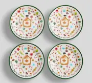Set of 4 Pottery Barn Elf Movie Appetizer Plates, Elf Food Groups, NIB