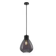 CLA LIGHTING Tulip Interior Ribbed Glass Pendant Light - Matte Black / Smoked