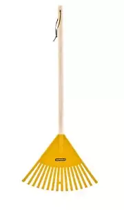 Rake with Hardwood Handle, Durable Plastic Head to Sweep Leaves in Lawn and T...
