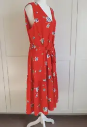Veronika Maine sz 16 lined red midi dress RRP $269
