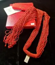 Vintage Beautiful Kenneth Jay Lane Beaded Larit Necklace Red BOOK PIECE