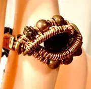 Ring Blue Tourmaline Wisdom Eye Copper USA Wrapped Natural Size 8 R-253