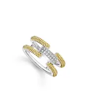 Lagos 18K Yellow Gold & Sterling Silver Caviar Lux Clip Diamond Pave Ring - Exclusive