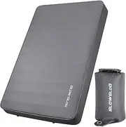 Self-Inflating Camping Mattress Pad 2 Person, 4in Thick Foam Sleeping Pad for Tent Camping, 4-Season Double Sleeping Pad with Pump Sack, Gray