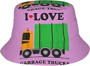 [SAAKE] I Love Garbage Trucks Print Unisex Bucket Hat Twill Fabric Sun Protection Stylish for All Seasons Bucket Hats Black, Black, One Size