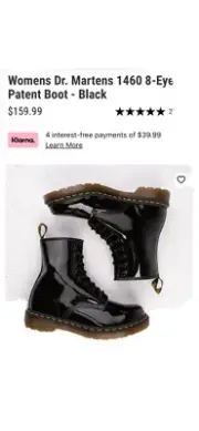 BRAND NEW Dr Doc Martens Womens Patent Leather Boots Shiny Black 1460 US Size 8