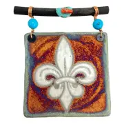 Dreamcatcher Art Tile - Fleur de Lis - Raku Pottery by Jeremy Diller