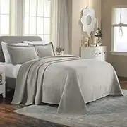Superior 3 Piece Celtic Circles Cotton Bedspread Set, Decorative Bed Spread, Home Bed Decor, 2 Pillow Shams, Medium Weight Blanket, Matelasse Coverlet Bedding, Wedding Ring Design, Full, Platinum