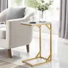 C-Shaped End Table, Sturdy Side Table for Couch Sofa Bedside Small Space,C Snack