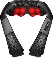 Shiatsu Neck and Shoulder Massager, Back Massager with Heat,Gifts for Women/men/Mom/Dad,Deeper Tissue 4D Kneading Massage for Shoulder, Neck and Back, Use at Home, Office, Car