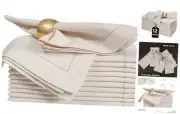 Flax Linen Cotton Cloth Napkins, Dinner 18" x 18" (Set of 1) Natural Hemstiched