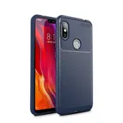 2PCS Shockproof Case for Redmi Note 9 Carbon Fiber Silicone Phone Cover for Xiaomi Redmi Note 9 - Navy Blue Redmi Note 9