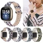 For Fitbit Versa 3/Sense Strap Leopard Genuine Leather Wristband Band Strap