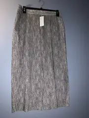 Eileen Fisher Natural Black Chainette Print Cotton Cropped Wide Leg Pants PL