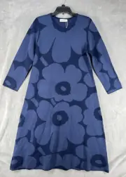 Anthropologie Marimekko Putrido Unikko Sweater Dress Size Large Blue Floral
