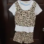 13碼 奶油 豹紋 套裝 童裝 小孩 兒童 服飾 衣服 百搭 生活 可愛 居家 新款 批發