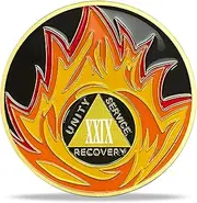 29 Year Sobriety Coin - Flame Triangle HA AA Medallions and Sobriety Chips AA Coins - Ideal Alcoholics Anonymous Sobriety Gifts for Men & Women Celebrating Recovery and Living Clean