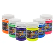6 x 250ml UV Neon Face & Body Paints With Free Blacklight
