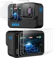 [JETech] Screen Protector for GoPro Hero 12/11/10/9 Black with Camera Lens Protector, Tempered Glass Film, Easy Installation, HD Clear, 3-Pack Each