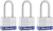 Master Lock Outdoor Padlocks, Lock Set with Keys, Keyed Alike Padlocks with Long Hardened Shackles That Resist Cutting for Gates, Sheds, Fences, 3 Pack, 3TRILF