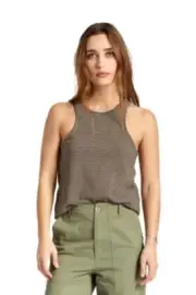 Brixton Grenada Scuba Tank Women’s Sz S Sand Striped Linen Blend