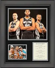 HOFSM.COM Hall of Fame Sports Memorabilia Framed San Antonio Spurs Big 3 Duncan Parker Ginobili Basketball 12"x15" Photo Collage