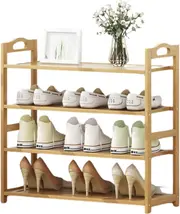 4 Tier Layer Shoe Rack Bamboo Wooden Shelf Stand Storage Organizer