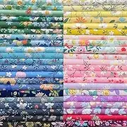 HANPATQUI 50PCS 10 x 10 inch Floral 100% Cotton Fat Quarters Fabric for Sewing and Quilting Bundles Precut Fabric Square for DIY Craft Patchwork