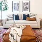 Unstuffed Footrest Moroccan Leather Boho Footstool Ottoman Pouffe 30''
