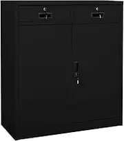 vidaXL Office Cabinet Living Room Bedroom Home Organiser Standing Cupboard File Storage Shelf Drawer Filing Cabinet Locker Black Steel