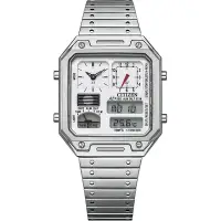 在飛比找Yahoo奇摩購物中心優惠-CITIZEN 星辰 80年代復古設計 方型電子腕錶 JG2