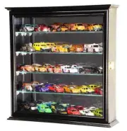 Car Display Case 30 Pcs Matchbox Model Toy Train 1/64 1/43 N HO Black Cabinet