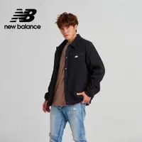 在飛比找PChome24h購物優惠-[New Balance絨毛保暖襯衫式外套_男性_黑色_AM