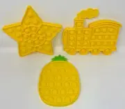 Fidget Silicone Sensory Toy Yellow Shapes Multi-Pack (Star, Train and Pineapple)