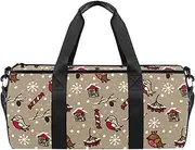 Hand Drawn Christmas Bird Designed Travel Duffel Bag Luggage Tote Bag Gym Sports Bag for Man Women